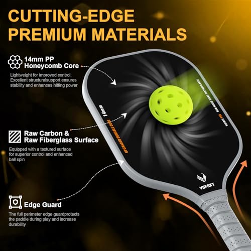 Pickleball Paddles Set of 2/4, USAPA Approved Carbon Fiber Surface Pickle Ball Set - 14mm PP Honeycomb Core of Lightweight Pickleball Rackets -Suitable for Beginners' Training and Game（Blue）
