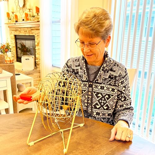 MR CHIPS Professional 11" Steel Bingo Cage Only – Fits 7/8" Bingo Balls (Not for 3/4" Balls or 38mm Ping Pong Balls) – Luxury Gold - color: Luxury Gold Bingo Cage Only