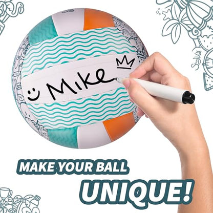 Beach Volleyball Lines + Outdoor Ball – Includes Sand Anchors, Air Pump, Marker, and Carry Bag. Official Court Size Dimensions (26.3' x 52.6')