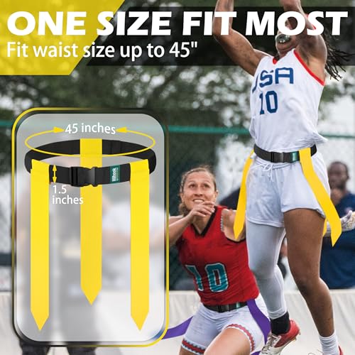 Flag Football Belts for Youth, Kids and Adults Sport Team Building and Competition Training - color: Yellow