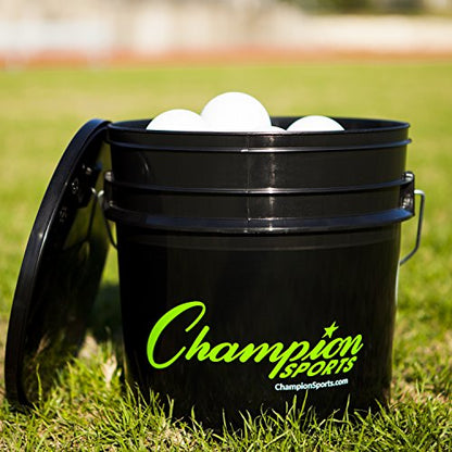 Champion Sports Lacrosse Balls Bucket - 36 Count NCAA & NFHS Certified Regulation Training & Game Balls - Yellow - color: White