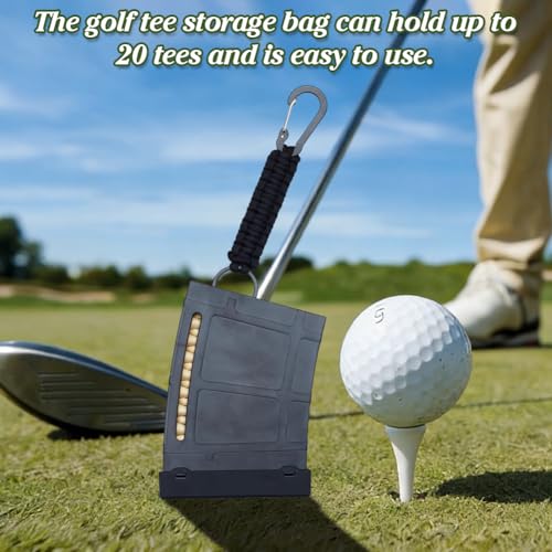 PLIGREAT 2 Pack Plastic Clip-On Golf Tee Holder, Golf Tee Holder for Bag Belt Black Golfing Tee Caddy to Hold 20 Tees Golfing Accessory, Black