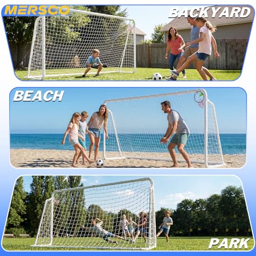 8x6, 12x6, 16x7 FT Soccer Goal for Backyard, Metal Soccer Goals with PE Soccer Net, Target Net & Training Cones, Rust-Proof Reinforced Frame, Outdoor Soccer Net for Kids, Youth Training or Team Game - size: 12x6 ft