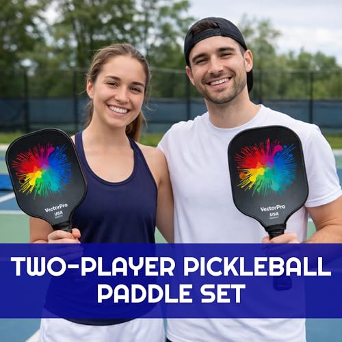 Pickleball Paddles Set of 2, USAPA Approved Pickleball Set with 4 Pickleball Balls and Bag, Fiberglass Pickle Ball Rackets 2 Pack for Men Women