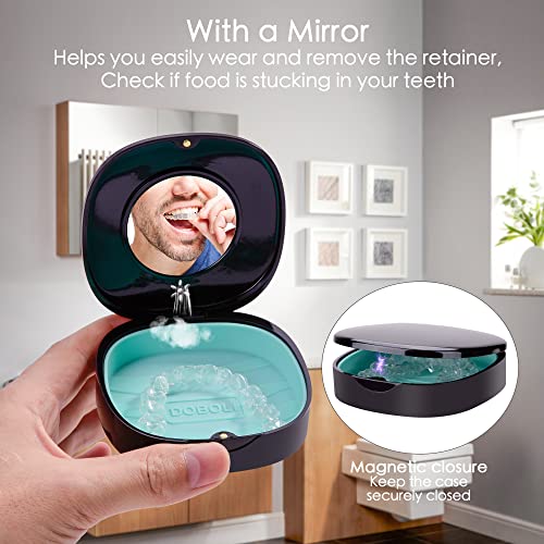 Doboli Retainer Case,Slim Aligner Mouth Guard Case Compatible with Invisalign Black - color: Black