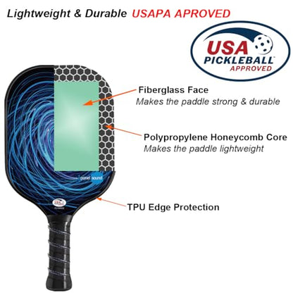 Pickleball Paddles Set of 2 or 4, USAPA Approved Fiberglass Pickleball Racket Set with 4 Outdoor Pickleballs and 1 Carrying Case - color: 2 Pack-Blue & Green