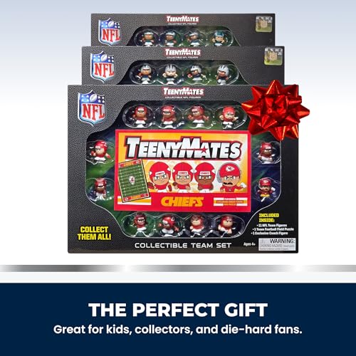 Party Animal TeenyMates NFL Action Figures Gift Set, with 11 Player Figures, Coach & Collectible Field Puzzle, NFL Football Toys for Kids & Fans