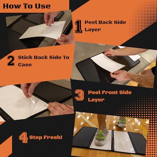 Step Fresh Basketball Sticky Mat With 120 Sheets, Portable Basketball Pad for Shoe Grip, Compact Basketball Mat Traction System and Sticky Mats for Shoes, Essential Basketball Accessories - size: Traction Mat & Sticky Sheets