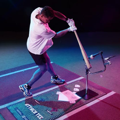 Attack Mat - Premium Batting Mat for Baseball & Softball Practice, Baseball Hitting Mat with Optimal Contact Point, Tee, and Foot Placement Placement Guide. Ideal for Hitting Instructors. - style: Attack Mat Brown