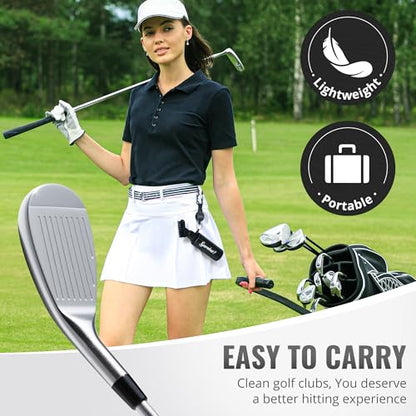 Pro Golf Club Brush Cleaner with Multi Purpose Heavy Duty Retractable Clamp and Squeeze Bottle for 4 oz of Water, Premium Golf Accessories for Men