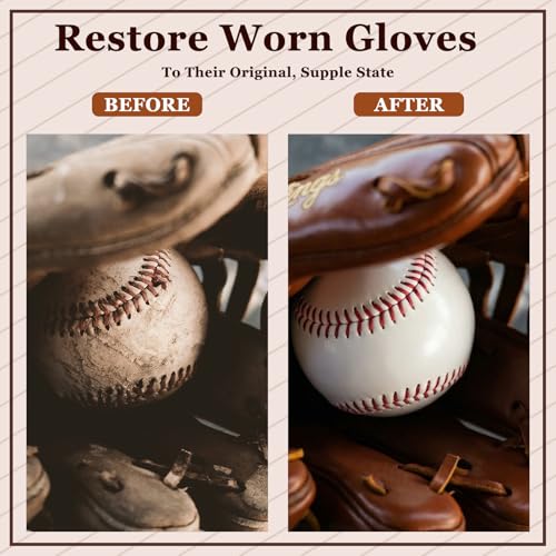 Arrowbash 4 Pcs Softball Glove Brush Kit with 6 in Wooden Horsehair Boar Bristle Brushes and 12 in Microfiber Waffle Towels Leather Glove Cleaner Care Accessories for Baseball Softball