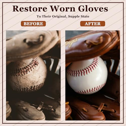 Arrowbash 4 Pcs Softball Glove Brush Kit with 6 in Wooden Horsehair Boar Bristle Brushes and 12 in Microfiber Waffle Towels Leather Glove Cleaner Care Accessories for Baseball Softball