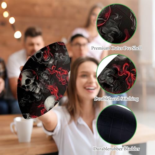 American Football, Official Size 11.9 x 7.3 Inch, Premium Composite Leather High-Grip Ball with Pro-Style Lacing, Unique Prints for Training, Games & Gifts - color: Dark Skull Fire