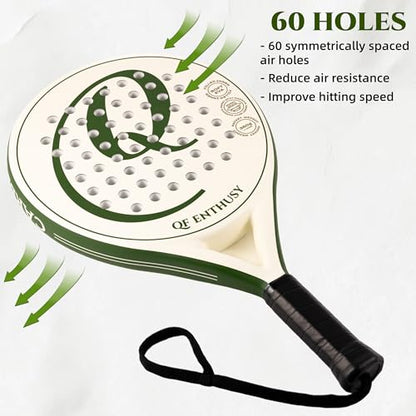 Padel Racket, Carbon Fiber Surface Padel Racquet, Lightweight, Ideal for Training/Matches - color: Green