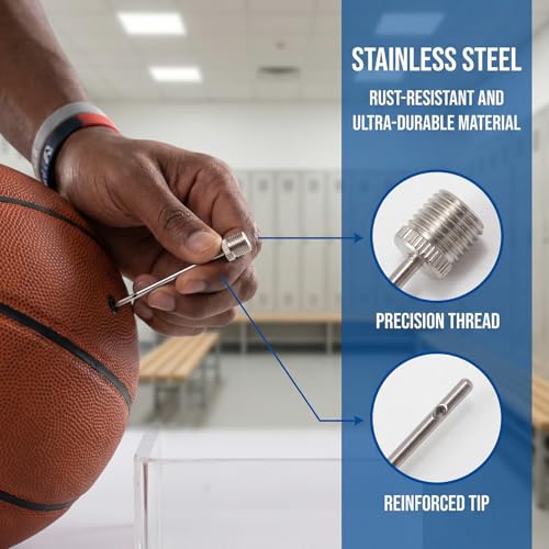 PAGOW 8pcs Air Pump Needles for Balls, Heavy Duty Stainless Steel Ball Pump Needle, Ball Pin Inflation Needles for Sports Balls Basketball Bike - Silver