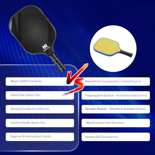 Pickleball Paddles Set of 2, Carbon Fiber Pickleball-Set Lightweight Pickle Ball Rackets 2 Pack with 4 Balls, 1 Carry Bag and Grip Tapes, Pickleball Paddle for Men and Women
