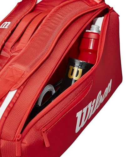 WILSON 2025 Super Tour Red Tennis Racket Bags - size: Racket Bag - Holds up to 6 Rackets