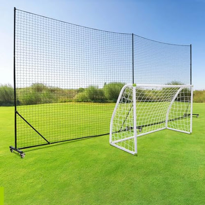 Backstop Net System for Backyard – Heavy Duty Sports Barrier Net with Steel Posts, Movable/Socketed Ball Stop Net for Soccer, Baseball, Training - size: 30FT Wide, style: Movable-1.75 Inch Net