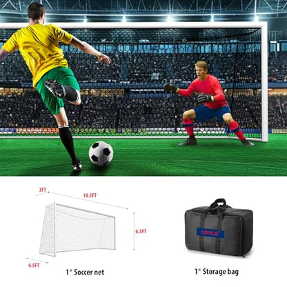 Professional Soccer Goal Replacement Net 24x8FT, 18.5x6.5FT, Upgraded Durability [4mm Nylon, 4" Hexagonal], Enhanced All-Weather, Higher Tensile Strength & More Abrasion Resistant (Net Only) - color: Black, size: Regular 18.5' W x 6.5' H x 3' D x 6.5' B