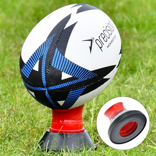 Precision Rugby Telescopic Kicking Tee, Adjustable Height 8 to 14 cm, Durable Heavy Duty Stable Base, Low, Medium and High Kicking Angles, Black/Red