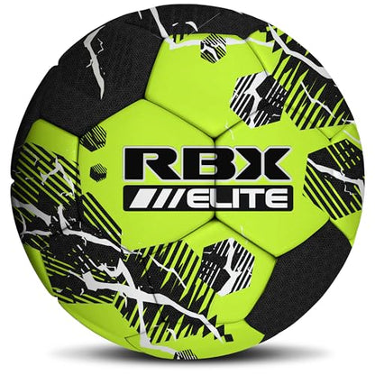 RBX Size 5 Soccer Ball, Durable 32 Machine-Stitched Panel Construction, Superior Air Retention, All Weather Design, High Contrast Graphics - color: Volt