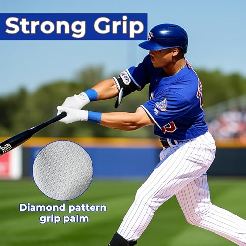 AIGEVTURE Baseball Bating Gloves Adult Youth Baseball Softball Batting Gloves Adult Kids Boys Girls - color: White, size: Adult Large