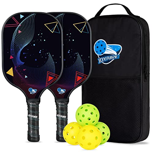 Carbon Fiber Pickleball Paddles Set of 2, USAPA Approved T700 Raw Carbon Face, Lightweight 7.5oz Honeycomb Core Pickle Ball Rackets, High Spin, Includes 4 Balls & Portable Bag - color: 2 Pack Black