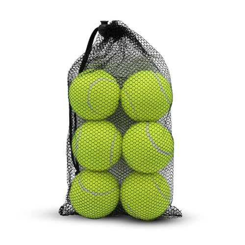 Swingers Tennis Balls,Training Exercise Balls for Pet Dog, High Elasticity Practice Tennis Balls for Beginner, with Mesh Carry Bag Easy to Transport - color: Yellow, size: 6 PACK