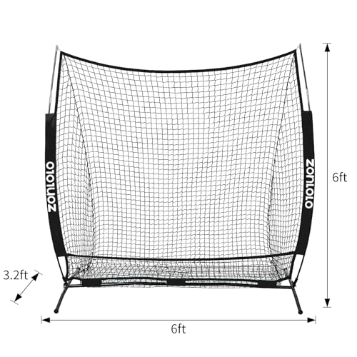 Zonlolo 6 x 6 FT Baseball Net with 3 Diffferent Targets, Portable Practice Net for Batting，Hitting，Pitching and Throwing,Compact Package with Small Carrying Bag，Great for Kids - color: Black