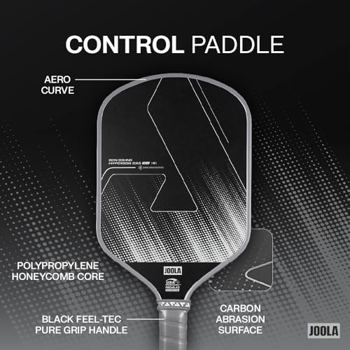 JOOLA Ben Johns CAS 16mm Carbon Fiber Pickleball Paddle - CAS Surface Tech - Control & Power Paddle - USAP Approved - Aero Curve - Feel-Tec Pure Grip - NFC Chip - color: Shadow Gray, size: Hyperion