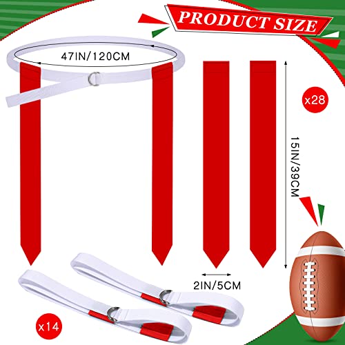 Sintege 14/28 Player Flag Football Belt Set, Adjustable Football Flag and Belts Gifts for Youth Adults Sports Training Event - color: Red