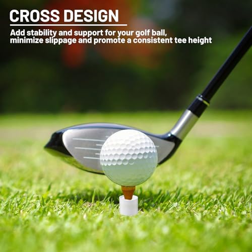 Xinjoduz 8PCS Rubber Simulator Golf Mat Tees 1.5 Inch High Driving Range Golfs Simulator Tee Holder, Unbreakable Indoor & Outdoor Golf Hitting Off Mats Practice Accessories(White)