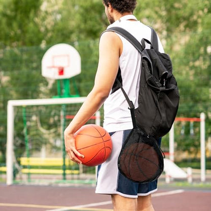 Klmnop 2 Pcs Single Ball Bag Zipper Pocket, Mesh Carry Bag with Adjustable Drawstring and Clip, Sports Bag for Basketball Volleyball Soccer Football
