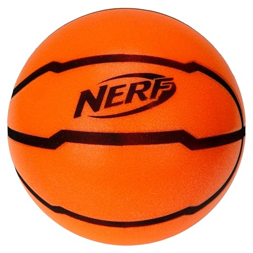 Nerf Quietcourt Silent Foam Basketball - Mini or Official Size Silent Dribbling Foam Basketball - Never Goes Flat - 7" or 29.5" - Orange - size: 7"
