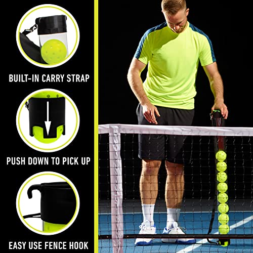 Franklin Sports Pickleball, Tennis + Padel Ball Hopper Tubes - (15) Tennis/Padel Ball + (13) Pickleball Picker Upper Tubes - Quick Pickup + Storage - Balls Not Included