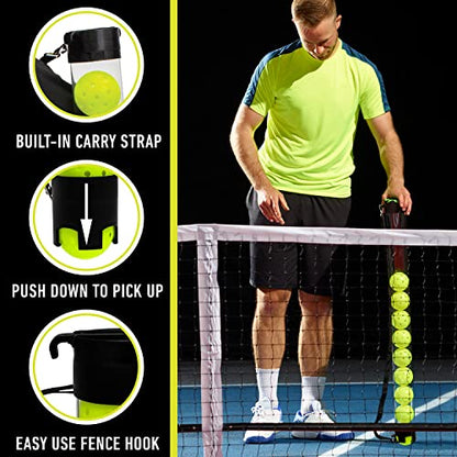 Franklin Sports Pickleball, Tennis + Padel Ball Hopper Tubes - (15) Tennis/Padel Ball + (13) Pickleball Picker Upper Tubes - Quick Pickup + Storage - Balls Not Included
