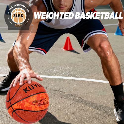 KUYOTQ 3LBS/3.3LBS/2.2LBS Weighted Heavy Training Basketball 29.5/28.5" in and Outdoor Improving Handling Dribbling Passing Rebounding Skill Composite Size 7/6 Weighted Training Basketball Equipment - color: Brown Weighted Basketball 3.0LBS/1.3KG, size: S