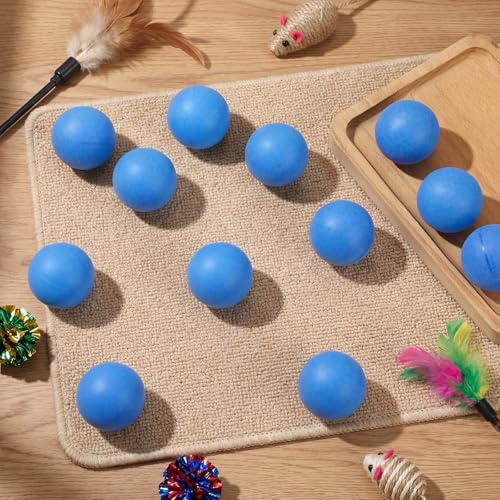 Hoteam 12 Pcs Cat Table Tennis Balls, 1.57 Inch Cat Ball Toys for Indoor Cats, High Bounce Table Tennis Balls, Interactive Bouncy Ball Toy for Kitten Cats Pets Playing Exercising Trainning(Blue) - color: Blue