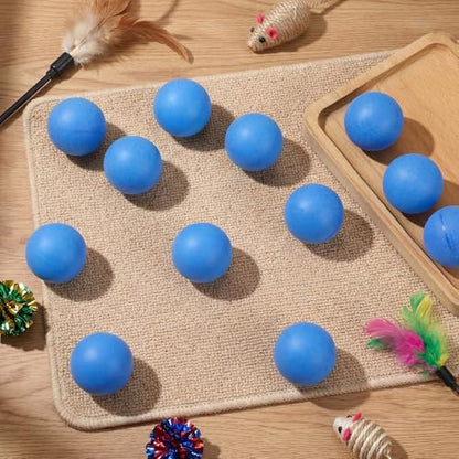 Hoteam 12 Pcs Cat Table Tennis Balls, 1.57 Inch Cat Ball Toys for Indoor Cats, High Bounce Table Tennis Balls, Interactive Bouncy Ball Toy for Kitten Cats Pets Playing Exercising Trainning(Blue) - color: Blue
