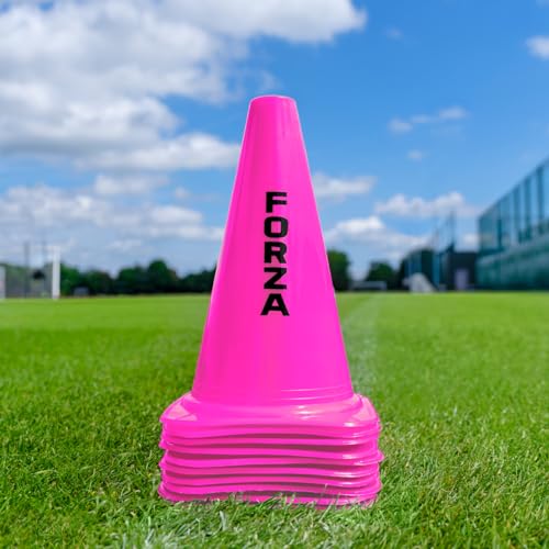 FORZA Large Training Cones - Pack of 10 with 3 Size Options for Optimal Training Sessions - color: Pink, size: 9 Inch, style: Pack of 10