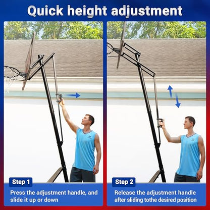 WIN.MAX Basketball Hoop Outdoor with 44 Inch Backboard and Larger Base, Portable Basketball Hoop Goal System 4.9FT-10FT Adjustable, for Youth/Adults in Backyard/Driveway (44" Backboard Red)