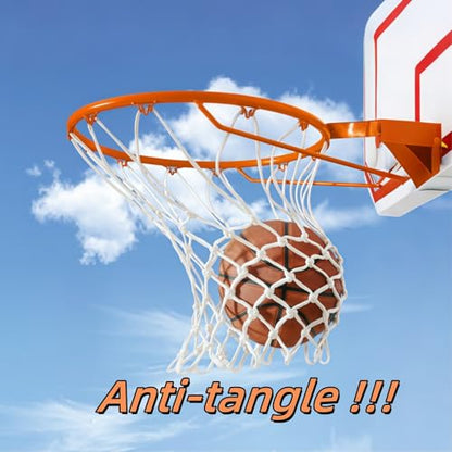 2 Pack Heavy Duty Basketball Net Replacement,2025 Upgrade Heavy Duty Basketball Net, All Weather Anti Whip,12 Loops Fits Standard Indoor or Outdoor Rims - color: White +White