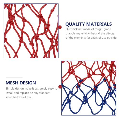 TOYANDONA 2pcs Professional Basketball Net Polyester Mesh Replacement Outdoor Basketball Rim Net Tricolor Sturdy 3.0mm Thick for Sports Court Use