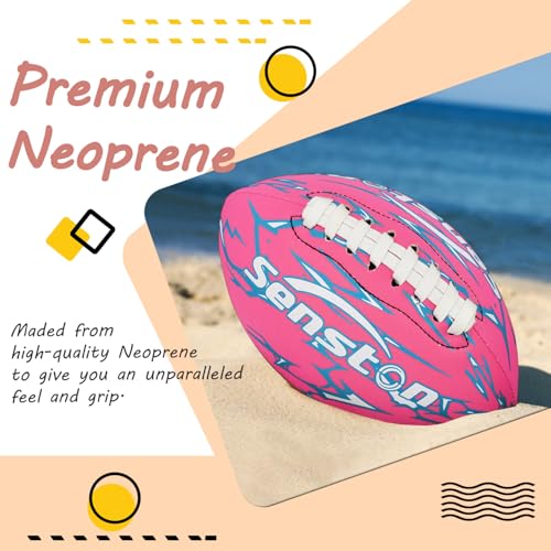 Senston Waterproof Durable Football for Pool 9.25 Inch Pool Football for Swimming Neoprene American Footballs - color: Pink