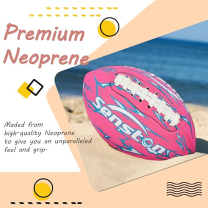 Senston Waterproof Durable Football for Pool 9.25 Inch Pool Football for Swimming Neoprene American Footballs - color: Pink