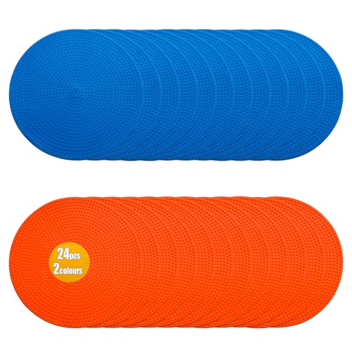 Spot Markers 4.72/9 Inch 12/24/36 Pcs Anti-Slip Agility Floor Markers,Colorful Flat Field Gym Classroom Floor Spots Set for Indoor Outdoor Soccer Basketball Sports Speed Training and Drills - style: 9inch 24pcs 2colors