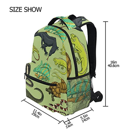 Snakes Lizard Chameleon and Turtle Animal Backpack School Bookbag Lightweight Laptop Backpack for Men Women Kids - color: Animals