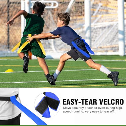 BORNEW Flag Football Set - 14/20 Player Adjustable Belts with Cones, Football, Pump, Bag, for Youth and Adults Training - color: 3.yellow Blue, style: 14 Player Kit