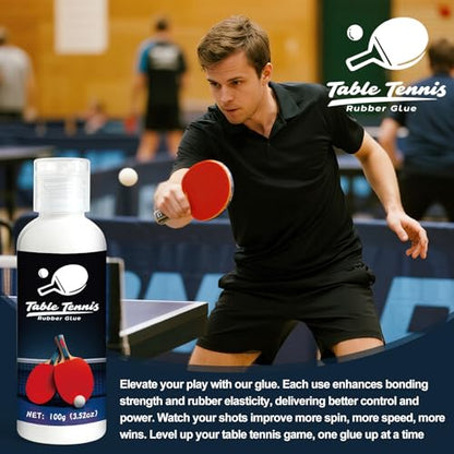 100ml Table Tennis Glue, Racket Adhesive for Rubber Replacement and Blade Maintenance, Ping Pong Paddle Glue with Sponge Applicators for Smooth Assembly