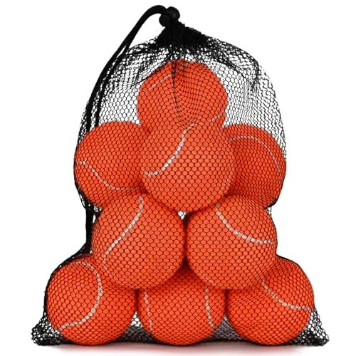 INSUM Bulk Tennis Balls for Beginner – 12 Pack High Elasticity Practice Tennis Balls with Mesh Bag, Suit for Pet Dog Training, Fetching - color: Orange-N